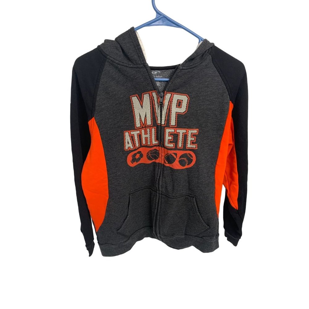 Simply For Sports Boys Size XL 18 20 Black Orange Gray Hoodie Hooded Sweatshirt